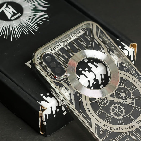 Silver Watch Machine Logo Cut Transparent Case for Apple Iphone X/Xs - The Hatke