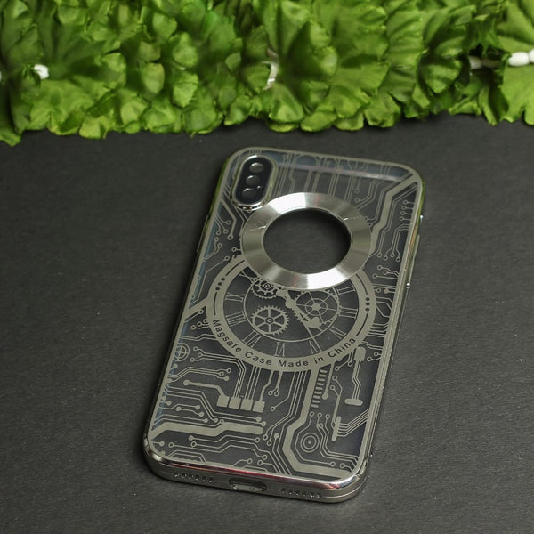 Silver Watch Machine Logo Cut Transparent Case for Apple Iphone X/Xs - The Hatke