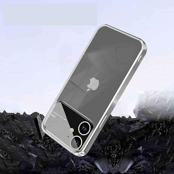 Luxury Plating Silver Camera Protection Transparent Case for Apple iphone 12