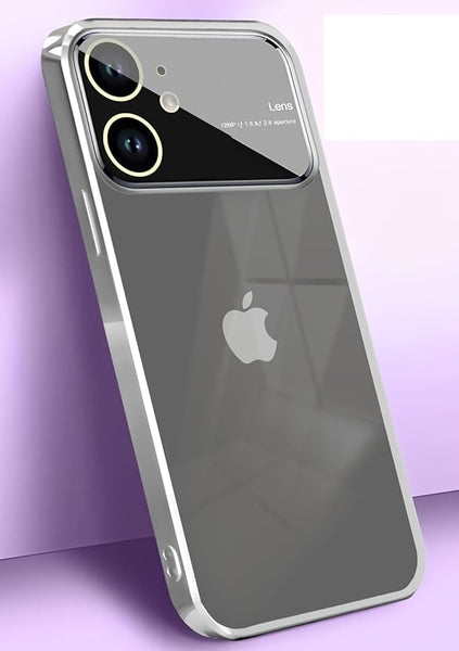 Luxury Plating Silver Camera Protection Transparent Case for Apple iphone 12