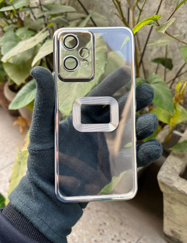 Silver 6D Chrome Logo Cut Transparent Case for Oneplus Nord CE 2 Lite