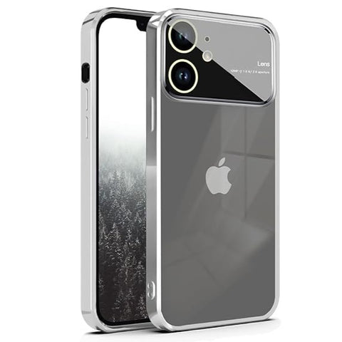 Luxury Plating Silver Camera Protection Transparent Case for Apple iphone 12