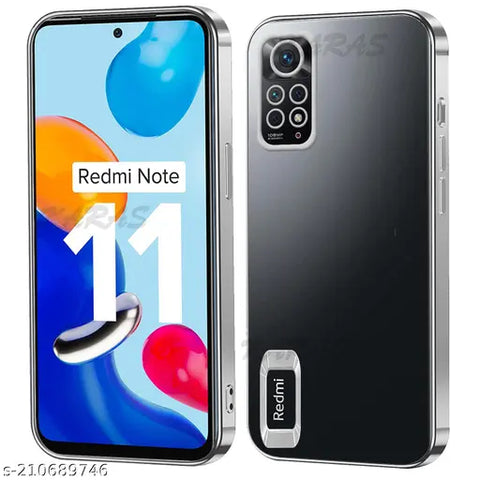 Silver 6D Chrome Logo Cut Transparent Case for Redmi Note 11