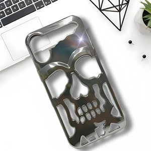 Silver Hollow Skull Design Silicone case for Apple iphone 16 Plus