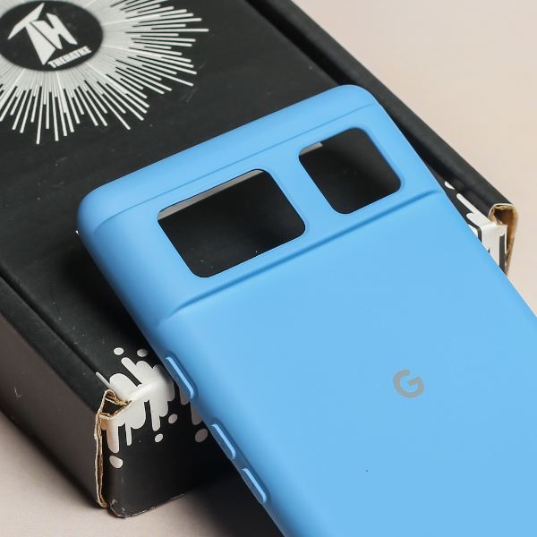 Sky Blue Camera Original Silicone case for Google Pixel 6 - The Hatke