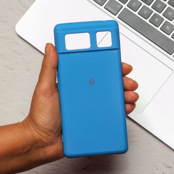 Sky Blue Camera Original Silicone case for Google Pixel 6 - The Hatke