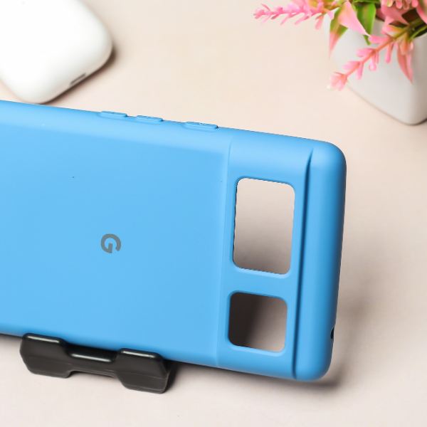 Sky Blue Camera Original Silicone case for Google Pixel 6 - The Hatke
