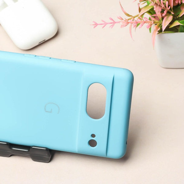 Sky Blue Camera Original Silicone case for Google Pixel 7 - The Hatke