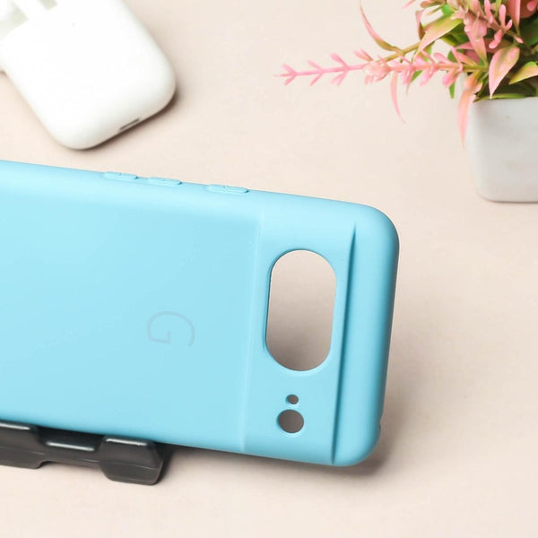 Sky Blue Camera Original Silicone case for Google Pixel 8 - The Hatke