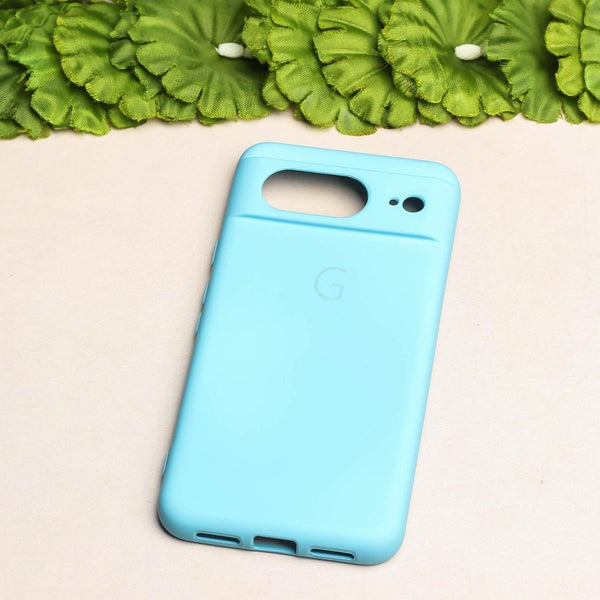 Sky Blue Camera Original Silicone case for Google Pixel 8 - The Hatke
