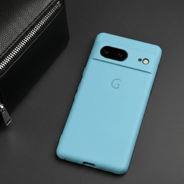 Sky Blue Camera Original Silicone case for Google Pixel 8 - The Hatke
