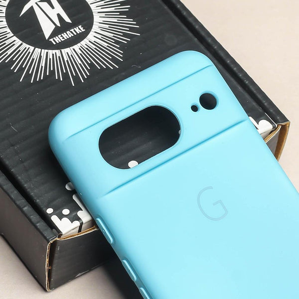 Sky Blue Camera Original Silicone case for Google Pixel 8 - The Hatke
