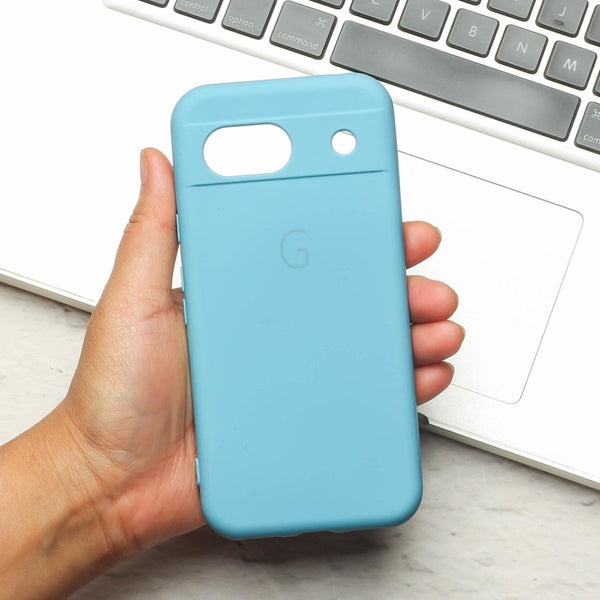 Sky Blue Camera Original Silicone case for Google Pixel 8a - The Hatke