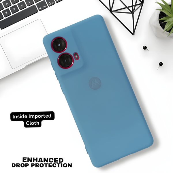 Sky Blue Camera Original Silicone case for Motorola G85 - The Hatke