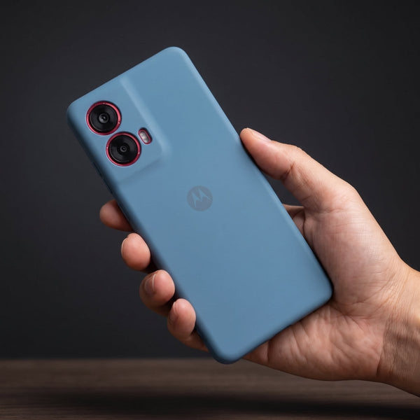 Sky Blue Camera Original Silicone case for Motorola G85 - The Hatke