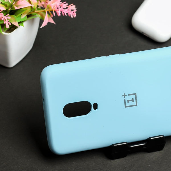 Sky Blue Original Camera Safe Silicone Case for Oneplus 6T - The Hatke