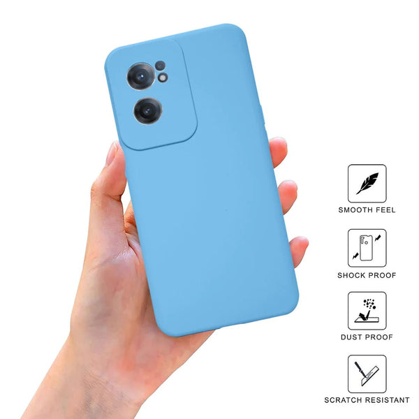 Sky Blue Original Camera Safe Silicone case for Oneplus Nord CE 2 - The Hatke