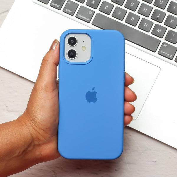 Sky Blue Original Silicone case for Apple iphone 12 - The Hatke