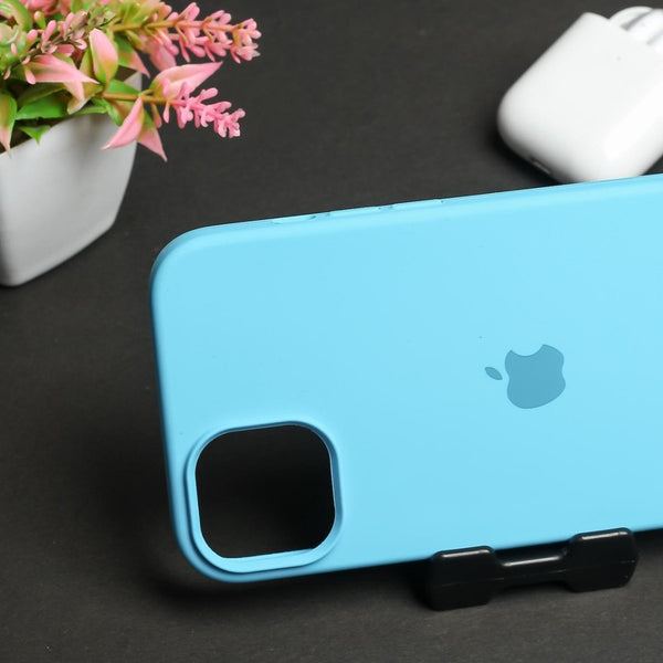 Sky blue Original Silicone case for Apple iphone 15 Plus - The Hatke