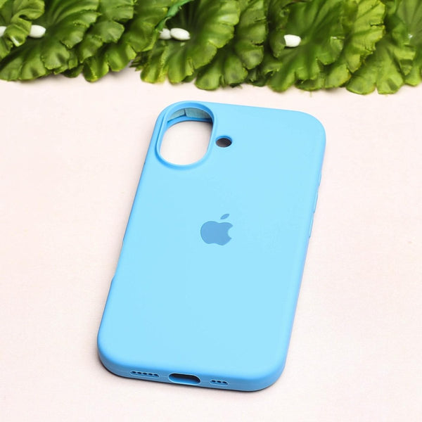 Sky Blue Original Silicone case for Apple iphone 16 Plus - The Hatke