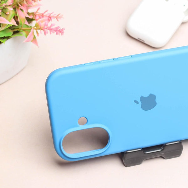 Sky Blue Original Silicone case for Apple iphone 16 Plus - The Hatke