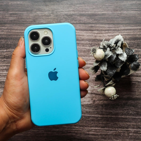 Sky blue Original Silicone case for Apple iphone 16 Pro - The Hatke