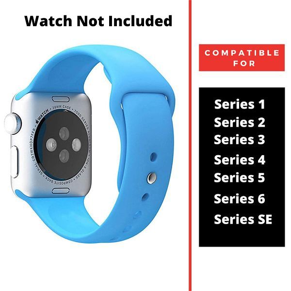 Sky Blue Plain Silicone Strap For Watch Series 7 (42mm/44mm/45mm/46mm/49mm) - The Hatke