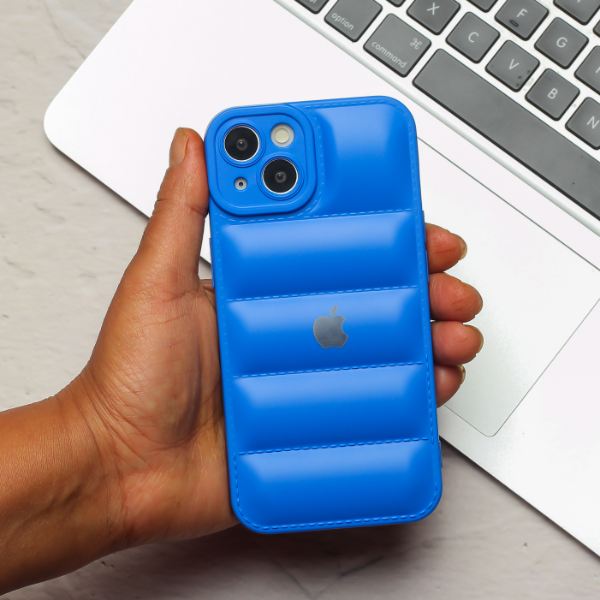 Sky Blue Puffon silicone case for Apple iPhone 13 - The Hatke