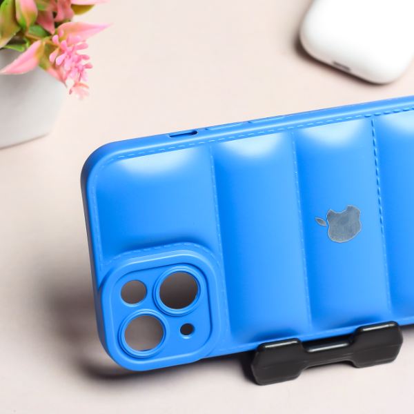 Sky Blue Puffon silicone case for Apple iPhone 14 - The Hatke