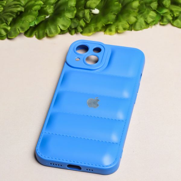 Sky Blue Puffon silicone case for Apple iPhone 14 - The Hatke