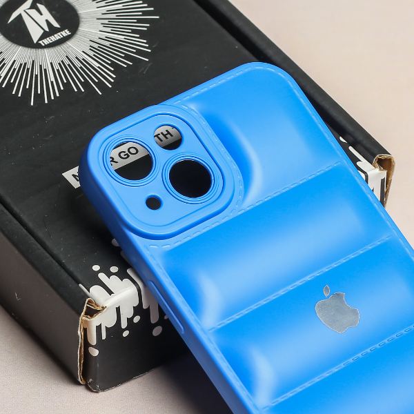 Sky Blue Puffon silicone case for Apple iPhone 14 - The Hatke