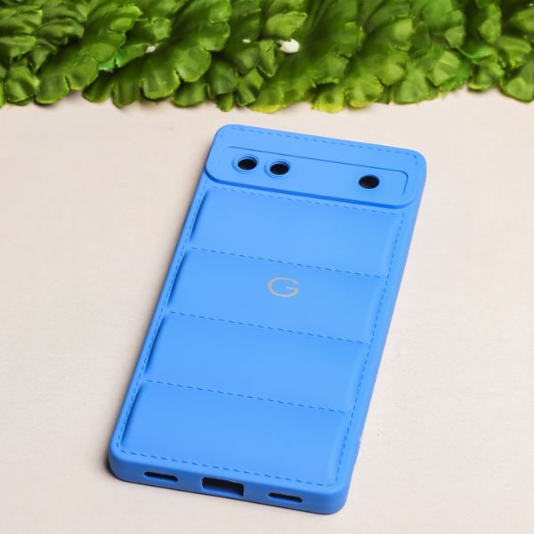 Sky Blue Puffon silicone case for Google Pixel 6 - The Hatke