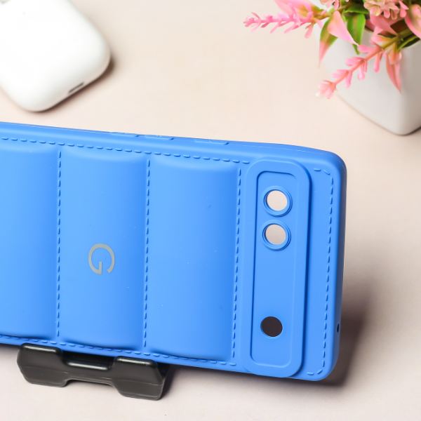 Sky Blue Puffon silicone case for Google Pixel 6 - The Hatke