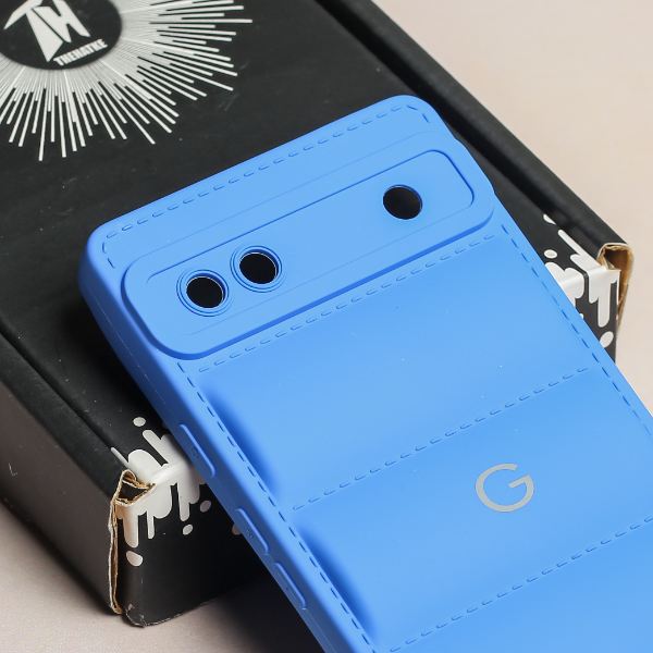 Sky Blue Puffon silicone case for Google Pixel 6 - The Hatke