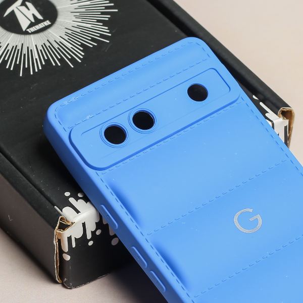 Sky Blue Puffon silicone case for Google Pixel 7 - The Hatke