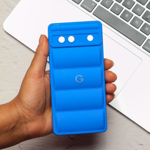 Sky Blue Puffon silicone case for Google Pixel 7 - The Hatke