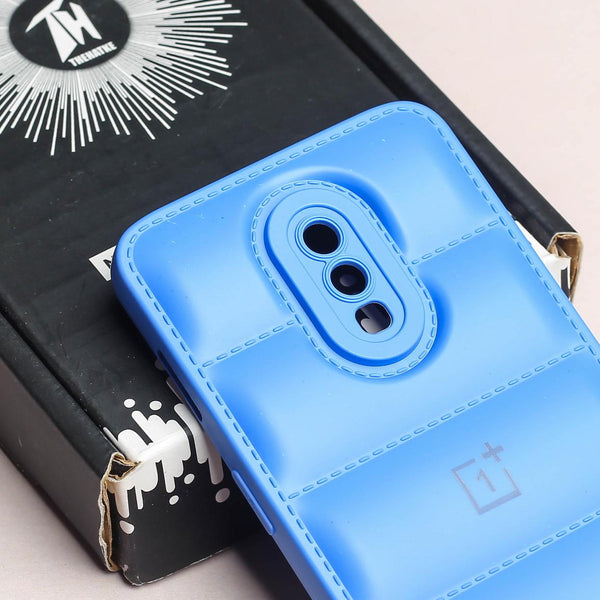 Sky Blue Puffon silicone case for Oneplus 7 - The Hatke