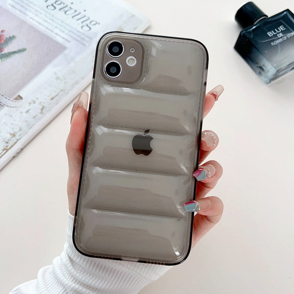 Smoke Transparent Puffon silicone case for Apple iPhone 12 - The Hatke