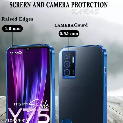 Blue 6D Chrome Logo Cut Transparent Case for Vivo V23E