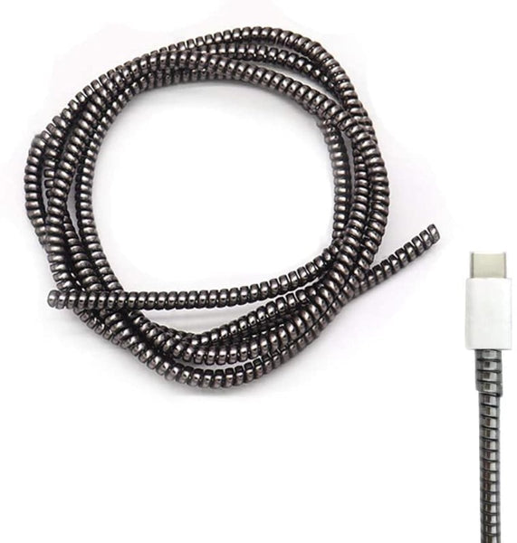 Spiral Cable Protector for Charging Cables – 1.5 m Metallic (1 Pc) - The Hatke