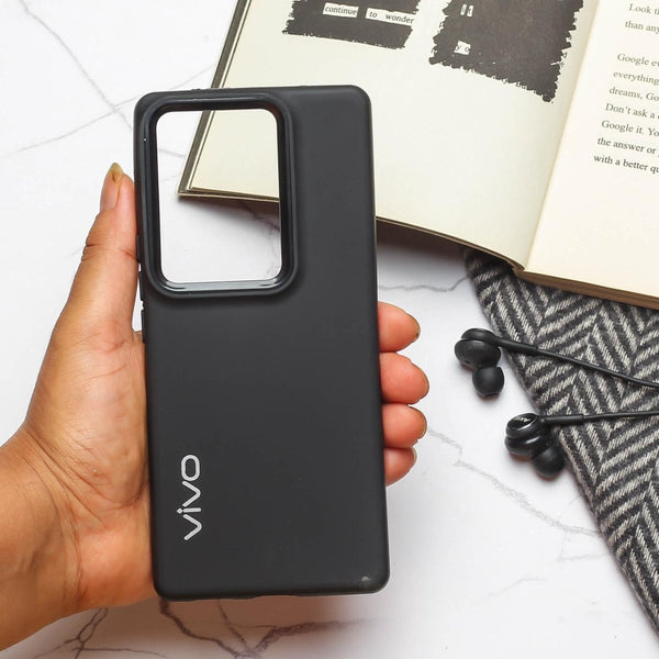 Spoov Black Silicone Case for Vivo V27 - The Hatke