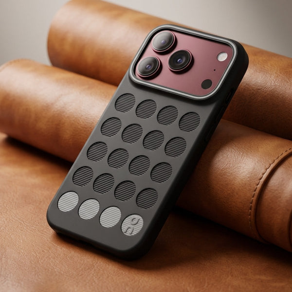 Stack Black (Grey circle )Silicone Case for Apple iphone 18 Pro - The Hatke