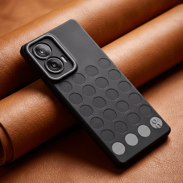 Stack Black (Grey circle )Silicone Case for Motorola Edge 50 Fusion - The Hatke