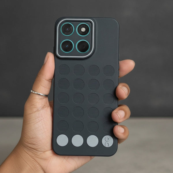 Stack Black (Grey circle )Silicone Case for Motorola G57 Power - The Hatke