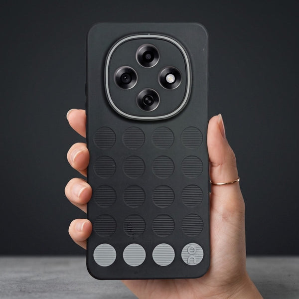 Stack Black (Grey circle )Silicone Case for Oppo F31 Pro - The Hatke