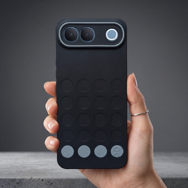 Stack Black (Grey circle )Silicone Case for Vivo S2 - The Hatke