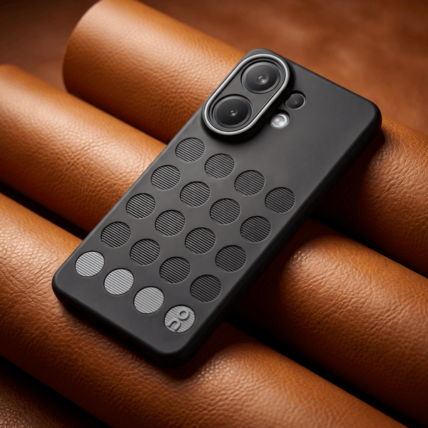Stack Black (Grey circle )Silicone Case for Vivo V60 - The Hatke