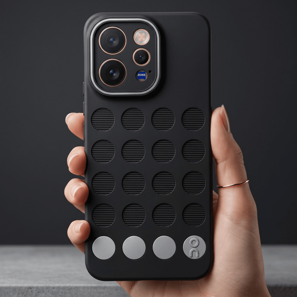 Stack Black (Grey circle )Silicone Case for Vivo V70 ELITE - The Hatke
