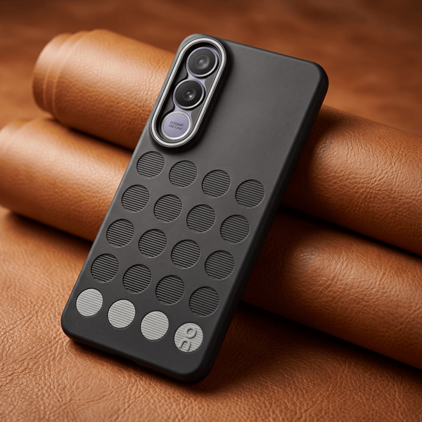 Stack Black (Grey circle )Silicone Case for Vivo V70 FE - The Hatke