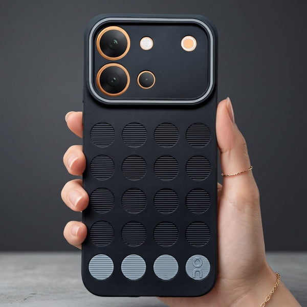 Stack Black (Grey circle )Silicone Case for Vivo V80 - The Hatke